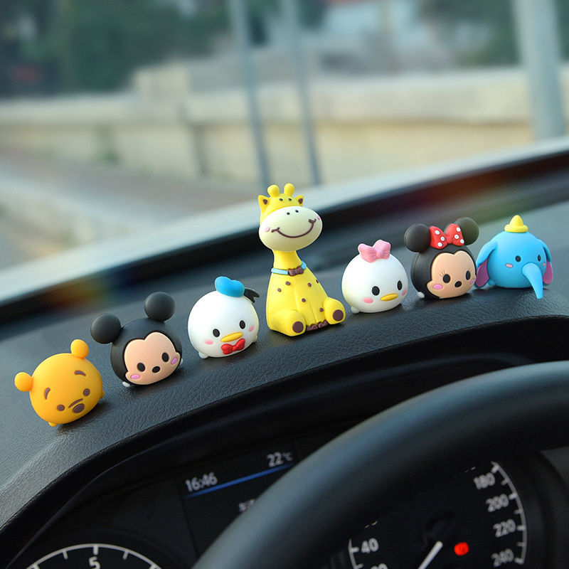 使用于 汽車擺件2021新款車內(nèi)裝飾用品大全可載中控臺(tái)小公仔女 米妮+米奇擺件+鹿老師