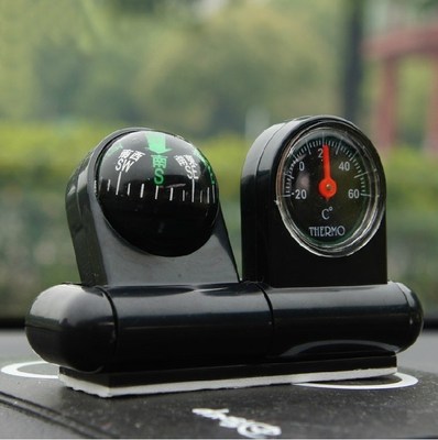 溫度計(jì)車載指南針車用指南針汽車裝飾飾品車內(nèi)擺件車載2合1
